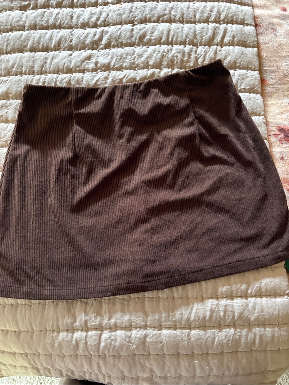 HALARA Chocolate Brown Ribbed Soft Corduroy Skort Miniskirt NEW Size Large